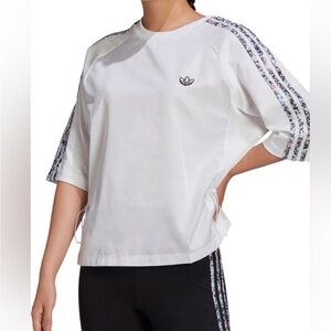 Adidas XS short sleeve white t-shirt with drawstring waist.